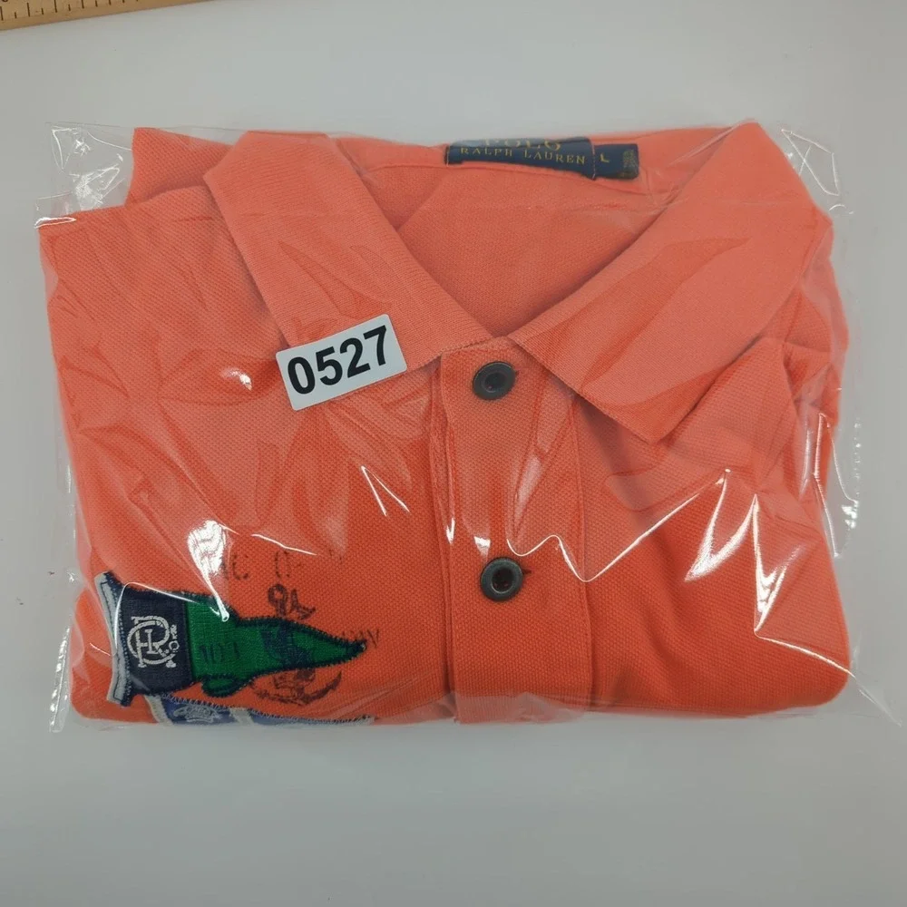 Polo Ralph Lauren Yacht Club Men's‎ Large Polo Shirt Orange Preppy PRL